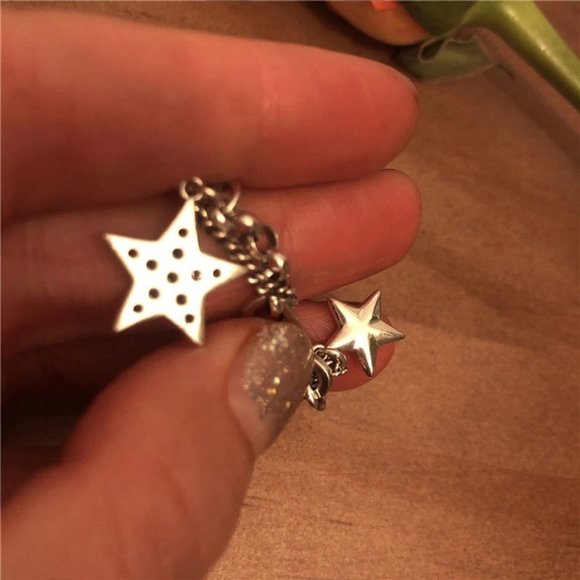 *925 Sterling Silver Diamond Star Link Bracelet - Picture 8 of 12